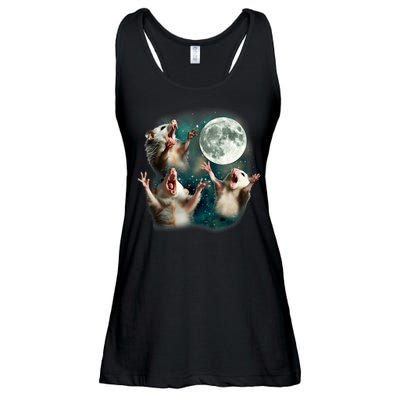 Three Possum Moon | 3 Opossum Funny Weird Cursed Meme Ladies Essential Flowy Tank
