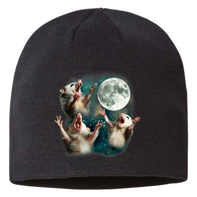 Three Possum Moon | 3 Opossum Funny Weird Cursed Meme Sustainable Beanie