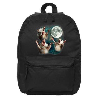 Three Possum Moon | 3 Opossum Funny Weird Cursed Meme 16 in Basic Backpack