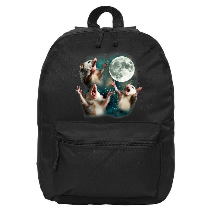 Three Possum Moon | 3 Opossum Funny Weird Cursed Meme 16 in Basic Backpack