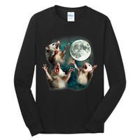 Three Possum Moon | 3 Opossum Funny Weird Cursed Meme Tall Long Sleeve T-Shirt