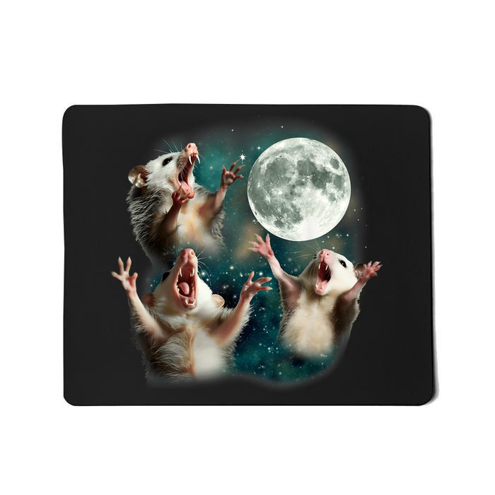 Three Possum Moon | 3 Opossum Funny Weird Cursed Meme Mousepad
