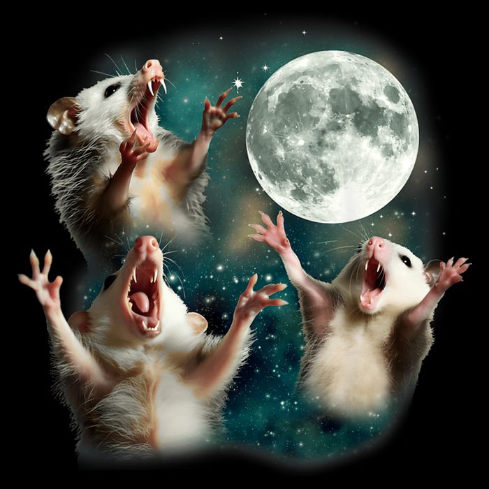 Three Possum Moon | 3 Opossum Funny Weird Cursed Meme Mousepad