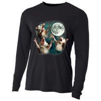 Three Possum Moon | 3 Opossum Funny Weird Cursed Meme Cooling Performance Long Sleeve Crew