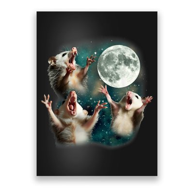 Three Possum Moon | 3 Opossum Funny Weird Cursed Meme Poster