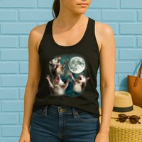 Three Possum Moon | 3 Opossum Funny Weird Cursed Meme Womens Tank Top