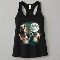 Three Possum Moon | 3 Opossum Funny Weird Cursed Meme Womens Tank Top