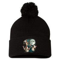 Three Possum Moon | 3 Opossum Funny Weird Cursed Meme Pom Pom 12in Knit Beanie
