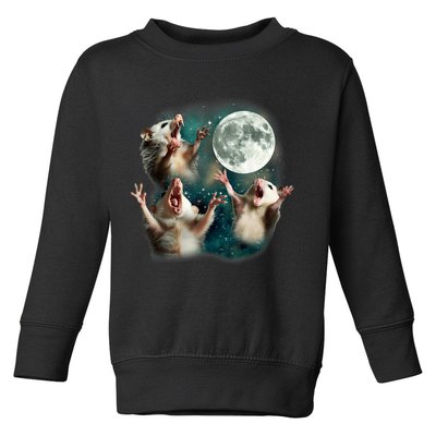 Three Possum Moon | 3 Opossum Funny Weird Cursed Meme Toddler Sweatshirt