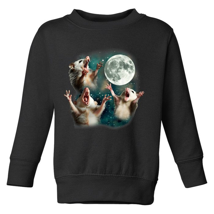 Three Possum Moon | 3 Opossum Funny Weird Cursed Meme Toddler Sweatshirt
