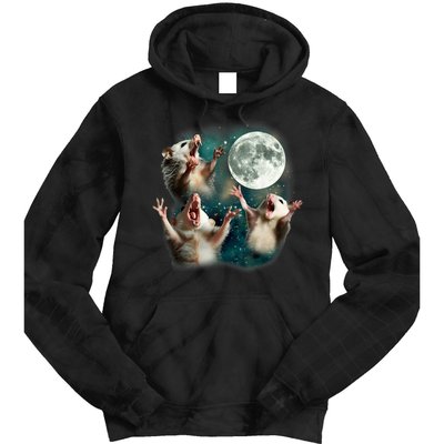 Three Possum Moon | 3 Opossum Funny Weird Cursed Meme Tie Dye Hoodie