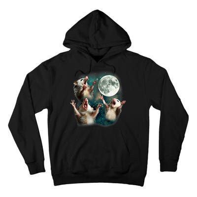 Three Possum Moon | 3 Opossum Funny Weird Cursed Meme Tall Hoodie