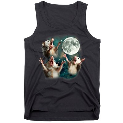 Three Possum Moon | 3 Opossum Funny Weird Cursed Meme Tank Top