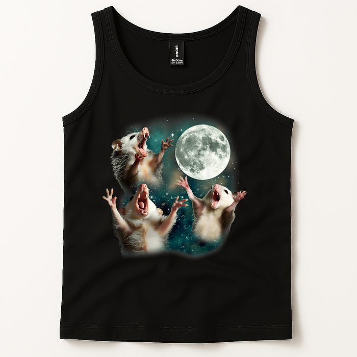 Three Possum Moon | 3 Opossum Funny Weird Cursed Meme Tank Top