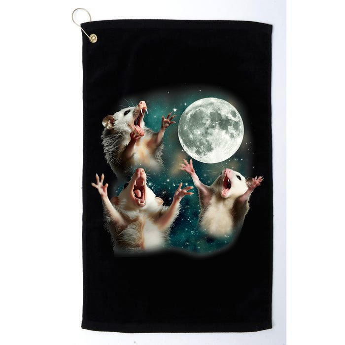 Three Possum Moon | 3 Opossum Funny Weird Cursed Meme Golf Towel