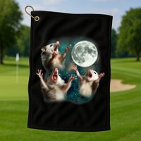 Three Possum Moon | 3 Opossum Funny Weird Cursed Meme Golf Towel