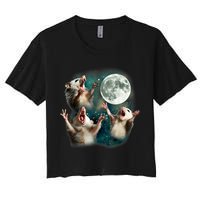 Three Possum Moon | 3 Opossum Funny Weird Cursed Meme Crop Top