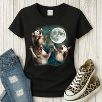 Three Possum Moon | 3 Opossum Funny Weird Cursed Meme Womens T-Shirt