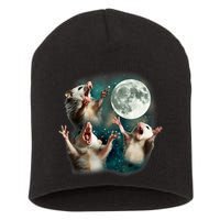 Three Possum Moon | 3 Opossum Funny Weird Cursed Meme Short Acrylic Beanie
