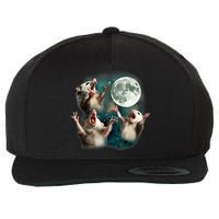 Three Possum Moon | 3 Opossum Funny Weird Cursed Meme Wool Snapback Cap