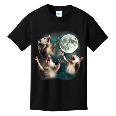 Three Possum Moon | 3 Opossum Funny Weird Cursed Meme Kids T-Shirt