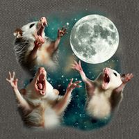 Three Possum Moon | 3 Opossum Funny Weird Cursed Meme Cotton Canvas Backpack