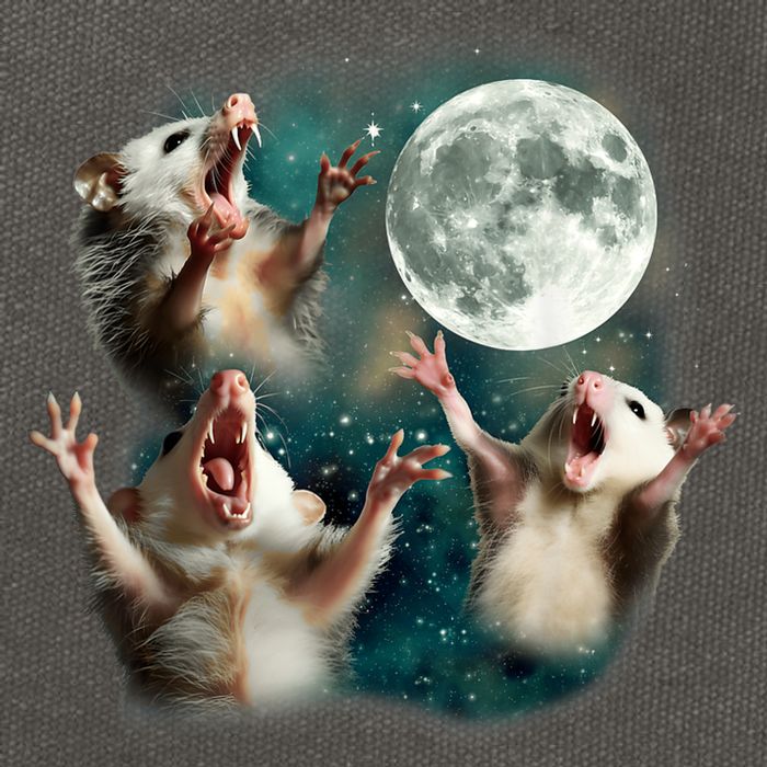 Three Possum Moon | 3 Opossum Funny Weird Cursed Meme Cotton Canvas Backpack