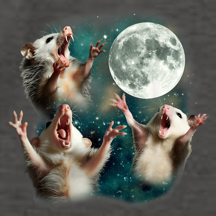 Three Possum Moon | 3 Opossum Funny Weird Cursed Meme Vector Backpack