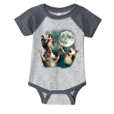 Three Possum Moon | 3 Opossum Funny Weird Cursed Meme Infant Baby Jersey Bodysuit