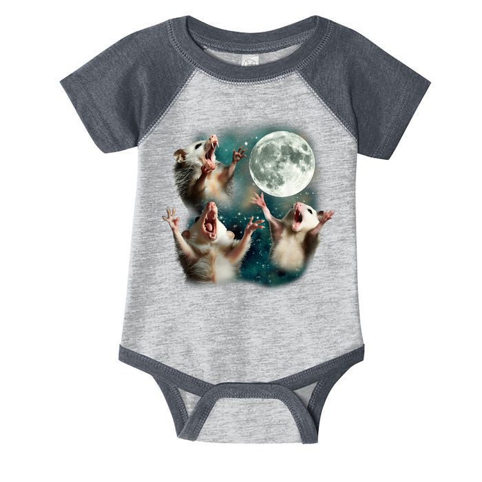 Three Possum Moon | 3 Opossum Funny Weird Cursed Meme Infant Baby Jersey Bodysuit