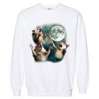 Three Possum Moon | 3 Opossum Funny Weird Cursed Meme Garment-Dyed Sweatshirt