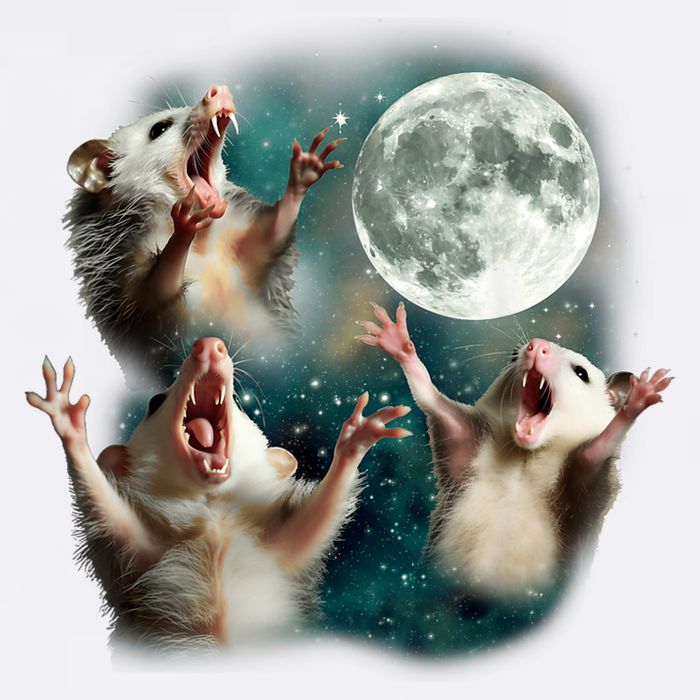 Three Possum Moon | 3 Opossum Funny Weird Cursed Meme Garment-Dyed Sweatshirt