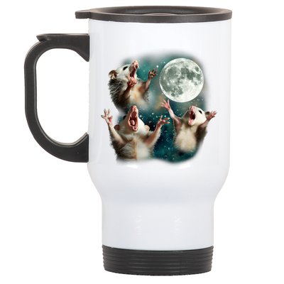 Three Possum Moon | 3 Opossum Funny Weird Cursed Meme Stainless Steel Travel Mug