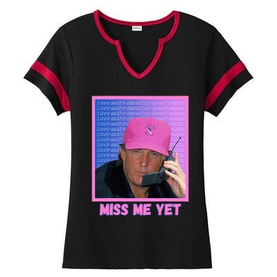 Trump Pink Miss Me Yet Trump 2024 President 2024 Ladies Halftime Notch Neck Tee