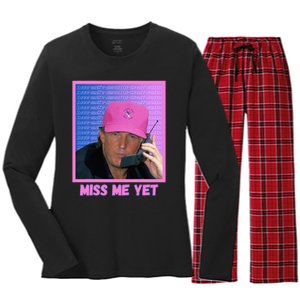 Trump Pink Miss Me Yet Trump 2024 President 2024 Women's Long Sleeve Flannel Pajama Set 