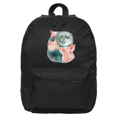 Three Pig Moon 3 Miniature Pigs Howling Swine Weird Piggy 16 in Basic Backpack