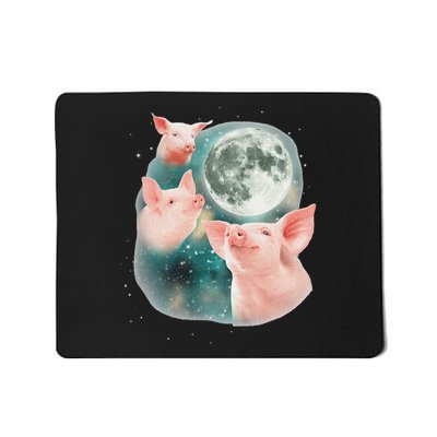Three Pig Moon 3 Miniature Pigs Howling Swine Weird Piggy Mousepad