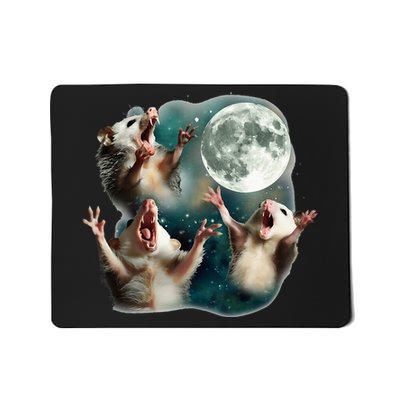Three Possum Moon 3 Opossum Funny Weird Cursed Meme Mousepad