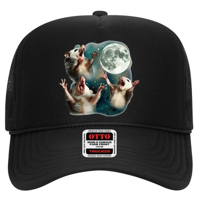 Three Possum Moon 3 Opossum Funny Weird Cursed Meme Trucker Hat