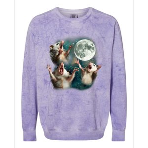 Three Possum Moon 3 Opossum Funny Weird Cursed Meme Colorblast Crewneck Sweatshirt