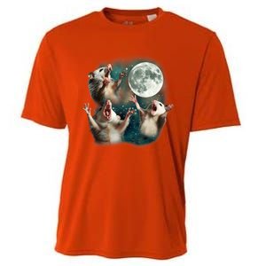 Three Possum Moon 3 Opossum Funny Weird Cursed Meme Cooling Performance Crew T-Shirt