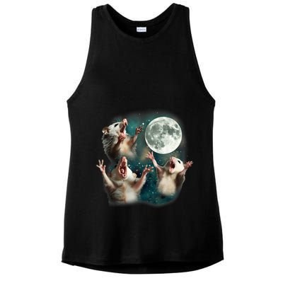 Three Possum Moon 3 Opossum Funny Weird Cursed Meme Ladies PosiCharge Tri-Blend Wicking Tank