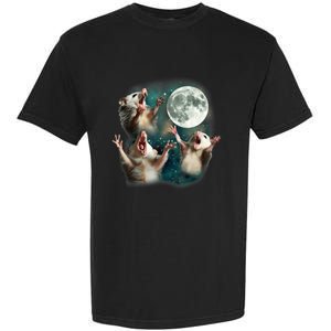 Three Possum Moon 3 Opossum Funny Weird Cursed Meme Garment-Dyed Heavyweight T-Shirt