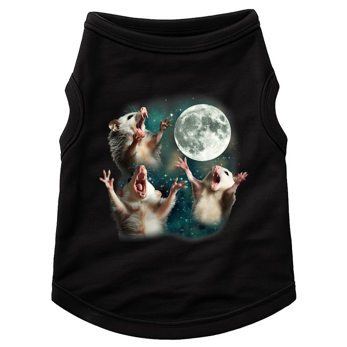 Three Possum Moon 3 Opossum Funny Weird Cursed Meme Doggie Tank