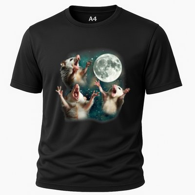 Three Possum Moon 3 Opossum Funny Weird Cursed Meme Performance Shirt