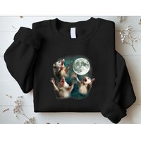 Three Possum Moon 3 Opossum Funny Weird Cursed Meme Sweatshirt
