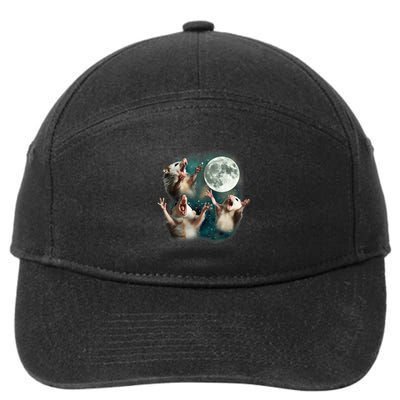 Three Possum Moon 3 Opossum Funny Weird Cursed Meme 7-Panel Snapback Hat