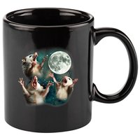 Three Possum Moon 3 Opossum Funny Weird Cursed Meme 11oz C Handle Ceramic Mug
