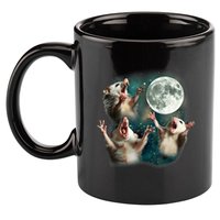 Three Possum Moon 3 Opossum Funny Weird Cursed Meme 11oz C Handle Ceramic Mug