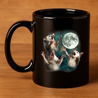Three Possum Moon 3 Opossum Funny Weird Cursed Meme 11oz C Handle Ceramic Mug